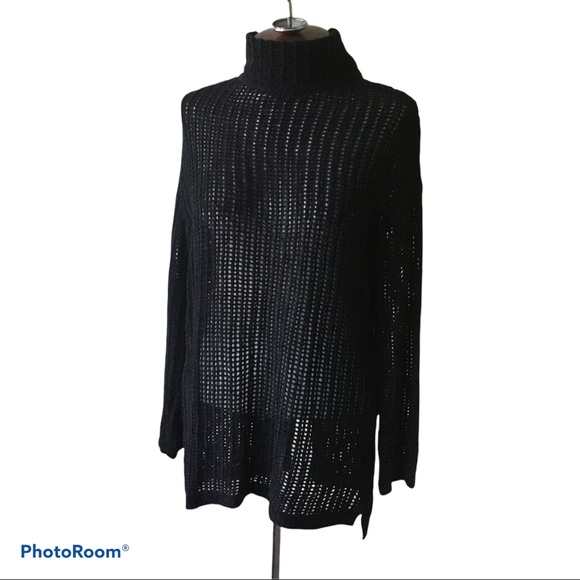 Elie Tahari Open Knit Fishnet Mock Neck Sweater - Picture 2 of 7